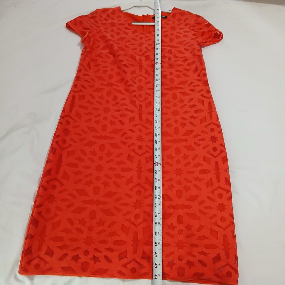 Betty Barclay Dresses 12 short-sleeve v-neck geometric-lace lined pumpkin dress - Picture 7 of 12